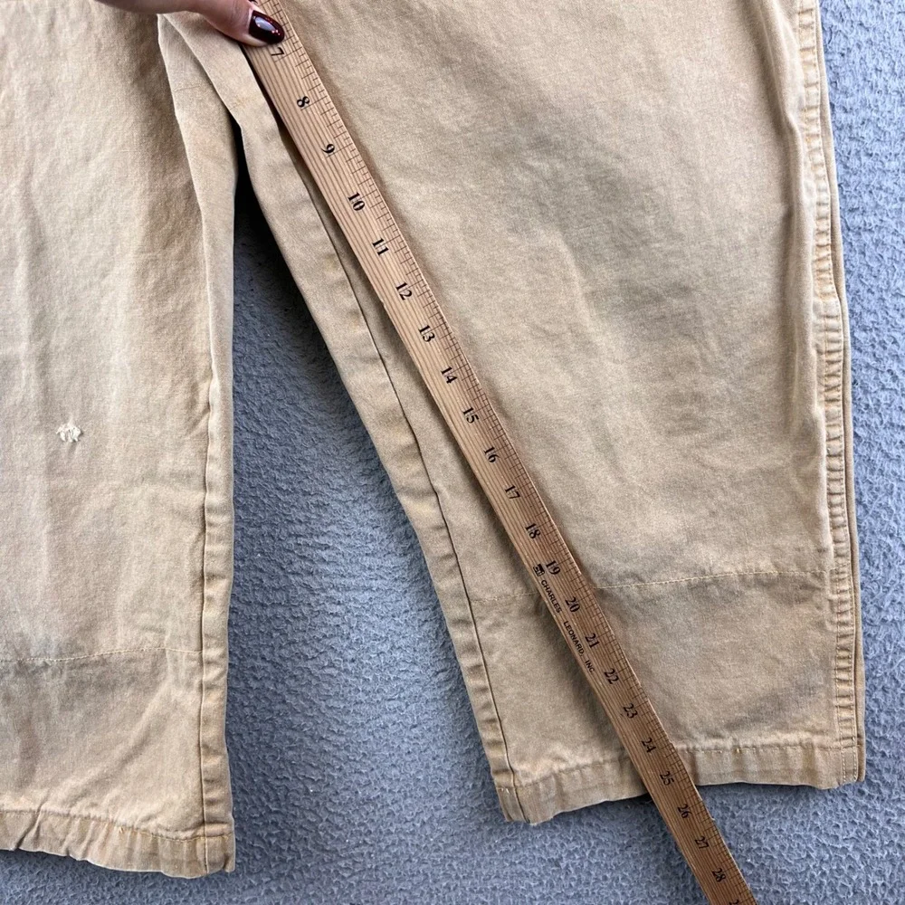 Vintage 70s Sears Active Sportswear Mens Tan Canvas Work Pants Carpenter 34x26